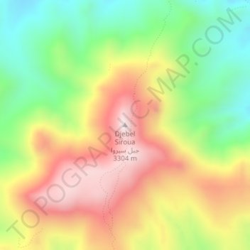 Mapa topográfico Djebel Siroua, altitude, relevo