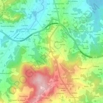 Mapa topográfico Altamira, altitude, relevo
