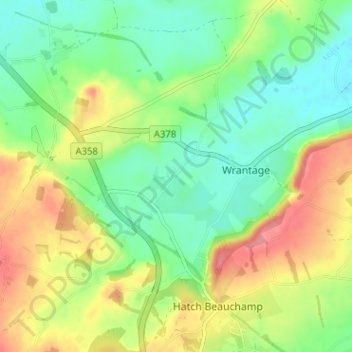 Mapa topográfico Meare Green, altitude, relevo