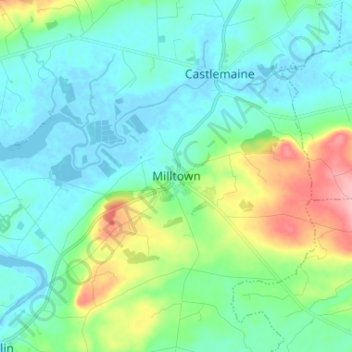 Mapa topográfico Milltown, altitude, relevo