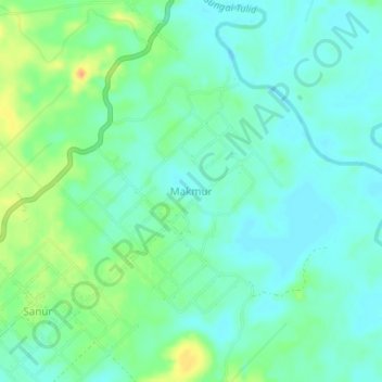 Mapa topográfico Makmur, altitude, relevo
