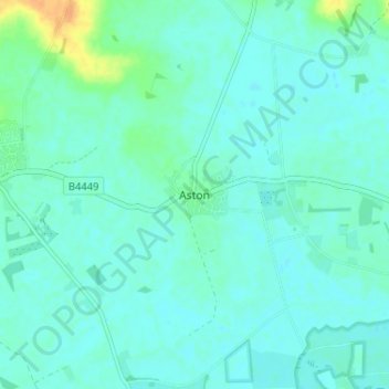 Mapa topográfico Aston, altitude, relevo