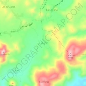Mapa topográfico Los Loros, altitude, relevo