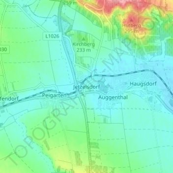 Mapa topográfico Jetzelsdorf, altitude, relevo