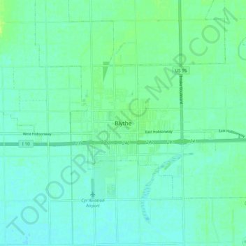 Mapa topográfico Blythe, altitude, relevo