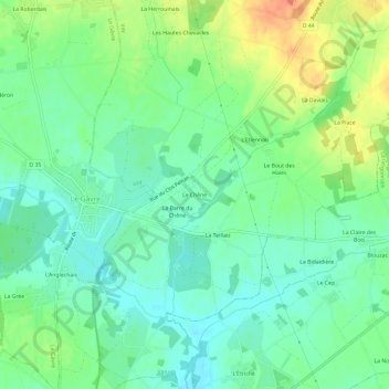 Mapa topográfico Le Chêne, altitude, relevo