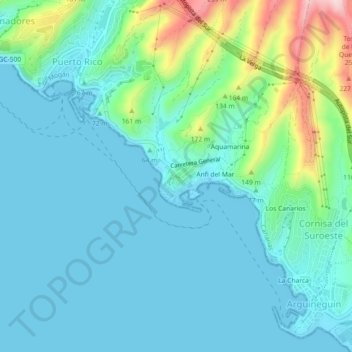 Mapa topográfico Los Caideros, altitude, relevo