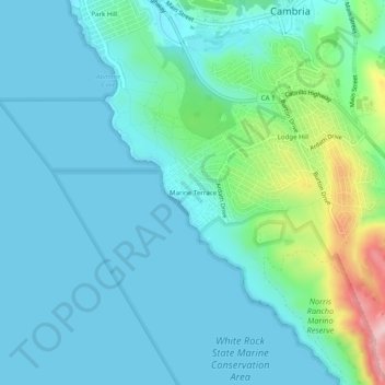 Mapa topográfico Marine Terrace, altitude, relevo