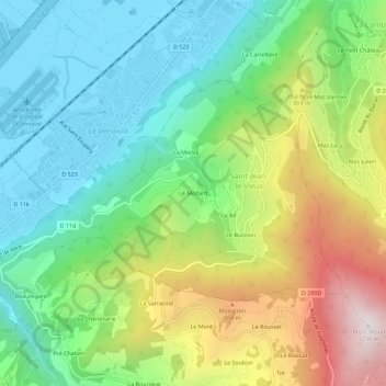 Mapa topográfico Le Mollard, altitude, relevo