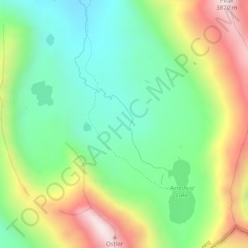 Mapa topográfico Amethyst Basin, altitude, relevo
