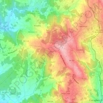 Mapa topográfico Fermil, altitude, relevo