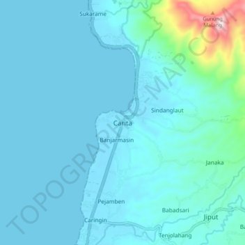 Mapa topográfico Carita, altitude, relevo