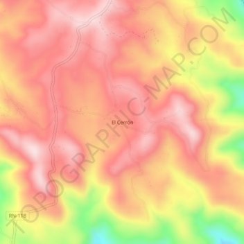 Mapa topográfico El Cerrón, altitude, relevo