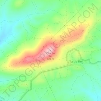 Mapa topográfico Vilar do Rei, altitude, relevo