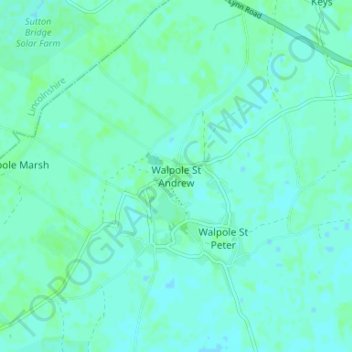 Mapa topográfico Walpole St Andrew, altitude, relevo