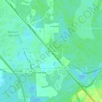 Mapa topográfico Clarksville, altitude, relevo