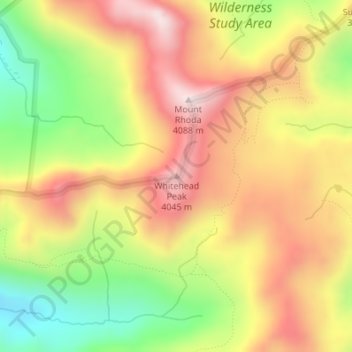 Mapa topográfico Whitehead Peak, altitude, relevo