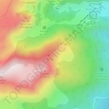 Mapa topográfico Pré d'en Mathieu, altitude, relevo
