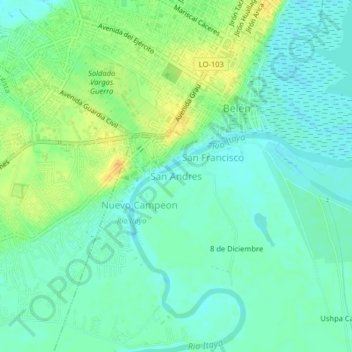 Mapa topográfico San Andres, altitude, relevo