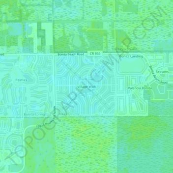 Mapa topográfico Village Walk, altitude, relevo