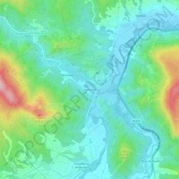 Mapa topográfico Terminón, altitude, relevo