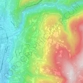 Mapa topográfico Vigo Meano, altitude, relevo