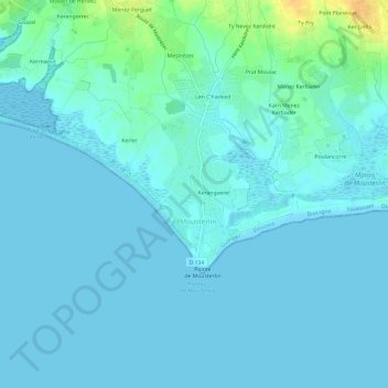 Mapa topográfico Tregonnour, altitude, relevo