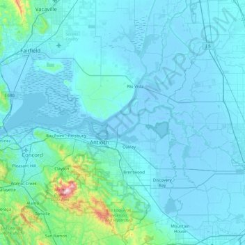 Mapa topográfico Sherman Island, altitude, relevo