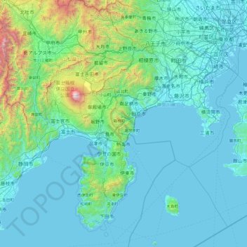 Mapa topográfico Ashigarashimo County, altitude, relevo