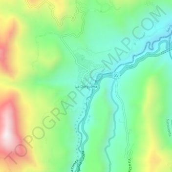 Mapa topográfico La Donjuana, altitude, relevo