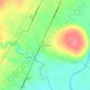 Mapa topográfico Bagontaas, altitude, relevo