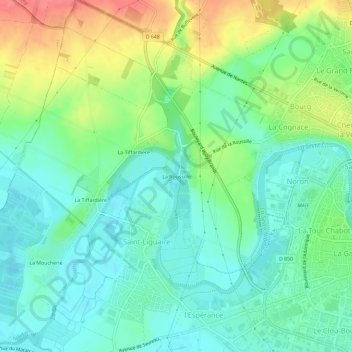 Mapa topográfico La Roussille, altitude, relevo
