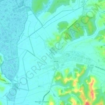 Mapa topográfico Stabbia, altitude, relevo