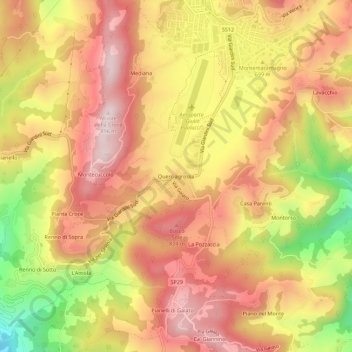 Mapa topográfico Querciagrossa, altitude, relevo