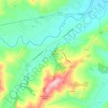 Mapa topográfico Nidastore, altitude, relevo