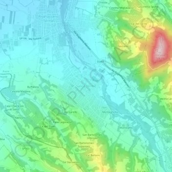 Mapa topográfico Salice Terme, altitude, relevo