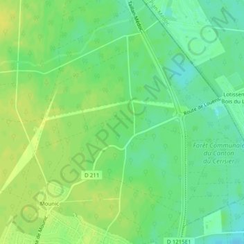 Mapa topográfico Caseuil, altitude, relevo