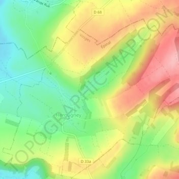 Mapa topográfico Mehachamp, altitude, relevo