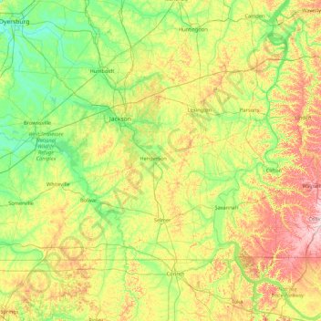 Mapa topográfico Chester, altitude, relevo