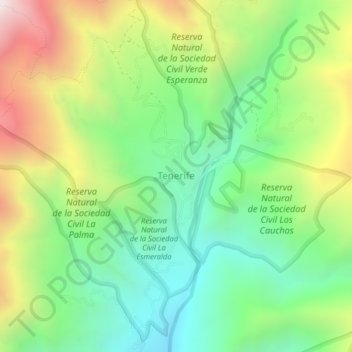 Mapa topográfico Tenerife, altitude, relevo