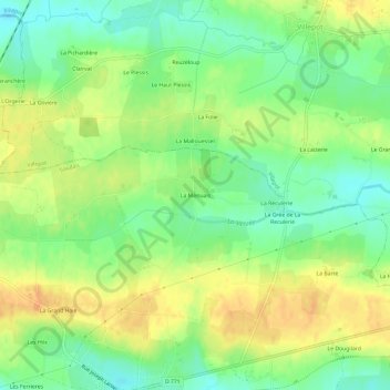 Mapa topográfico La Menuais, altitude, relevo