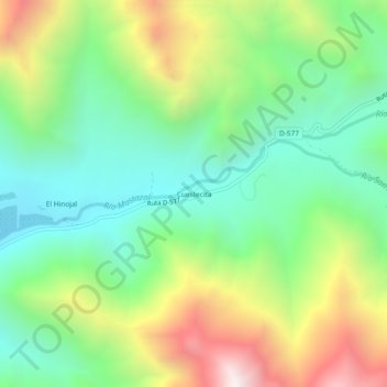 Mapa topográfico Cuestecita, altitude, relevo
