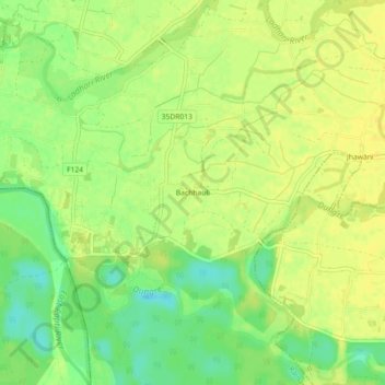 Mapa topográfico Bachhauli, altitude, relevo