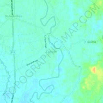 Mapa topográfico Canatan, altitude, relevo