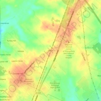 Mapa topográfico Stilton, altitude, relevo