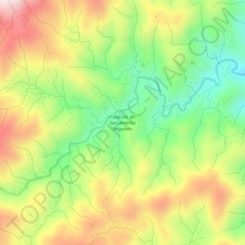 Mapa topográfico Fazendo do Sacramento Segundo, altitude, relevo