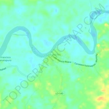 Mapa topográfico Munichis, altitude, relevo