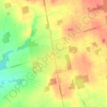 Mapa topográfico Thornton, altitude, relevo