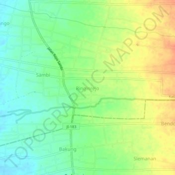 Mapa topográfico Ringinrejo, altitude, relevo