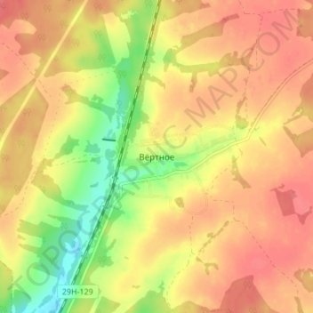 Mapa topográfico Вёртное, altitude, relevo